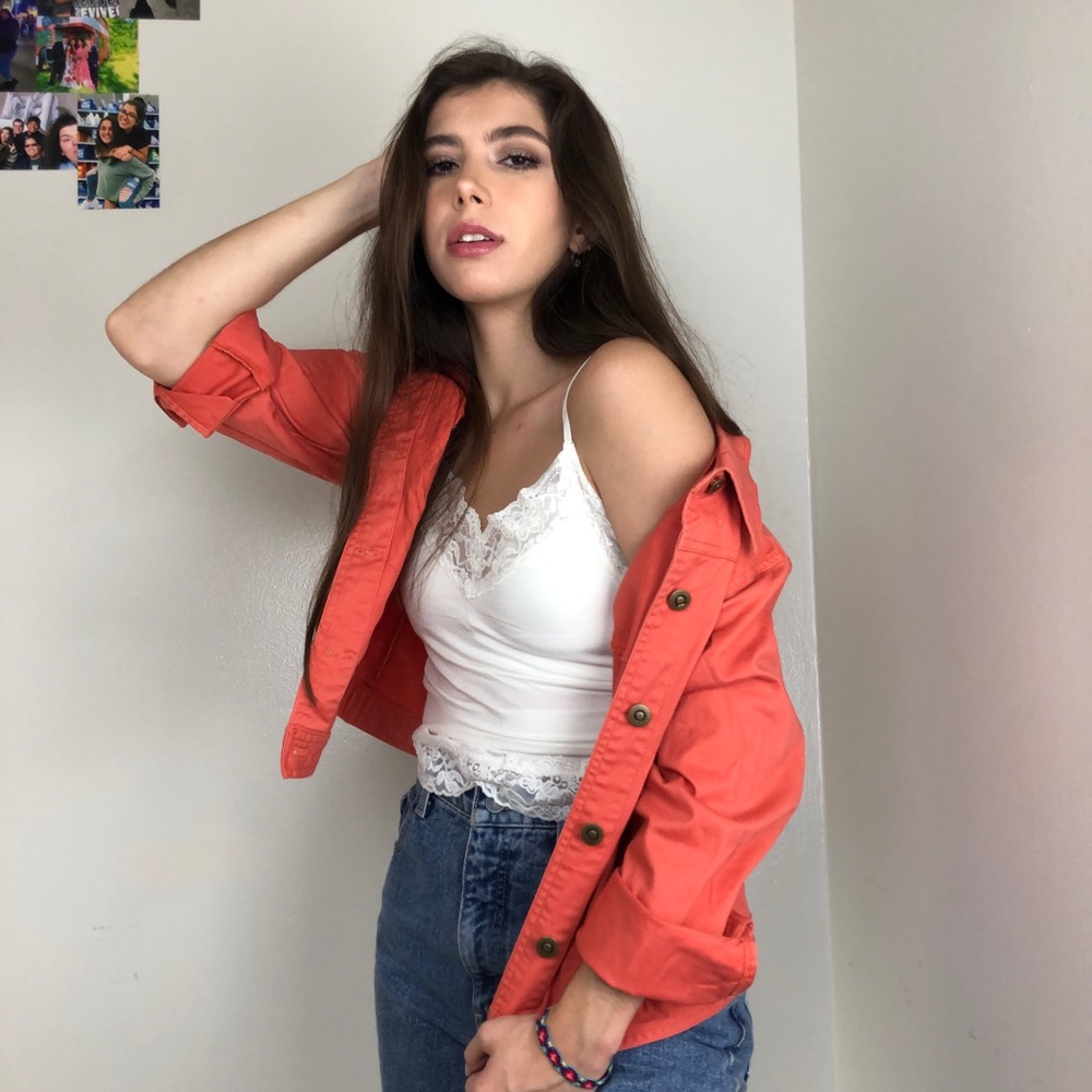 PEACHY ORANGE DENIM JACKET
